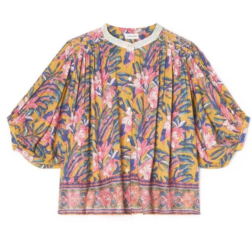 Louise Misha Julie Honey Flower Cotton Blouse Size 42/ US L